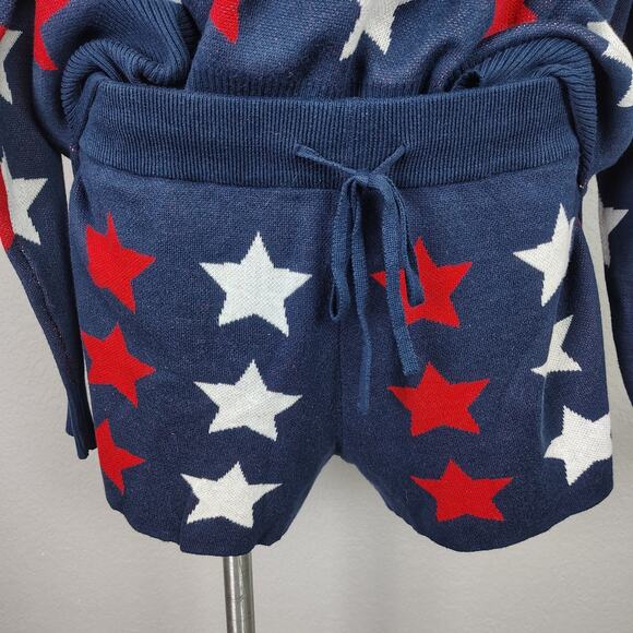 BEACH RIOT Callie Sweater & Balboa Shorts Americana Stars Set Size XL Blue - Picture 10 of 16